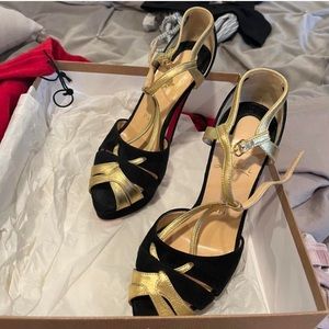 Christian Louboutin paris black and gold heels